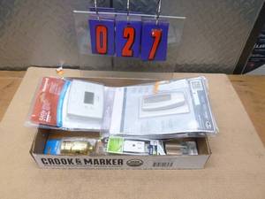 Flat of misc electrical items. As shown.