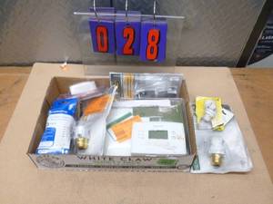 Flat of misc electrical items. As shown.