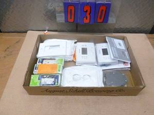 Flat of misc electrical items. As shown.