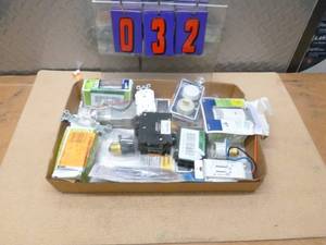 Flat of misc electrical items. As shown.