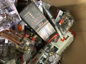 lot 27 image: Gaylord full of Door hardware various models and conditions some maybe missing pcs open boxes see pictures
