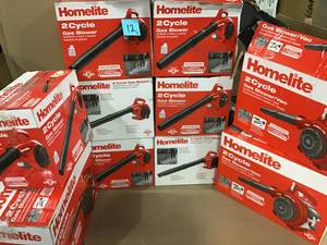 lot 12 image: Pallet with Homelite  Gas Leaf Blowers various conditions open boxes see pictures