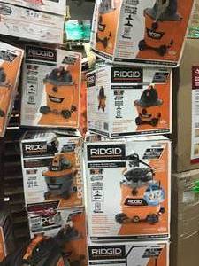 lot 18 image: Pallet with Ridgid Shop Vacs various kinds and conditions see pictures