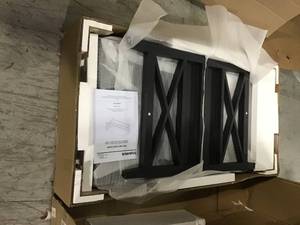 lot 24 image: Oakley 48 in. Black Large Rectangle Wood Coffee Table with 2-Drawers not used