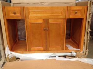 lot 9 image: Home Decorator Exhibit 48 in. W Bath Vanity Cabinet Only in Rich Cinnamon see pictures