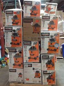 lot 22 image: Pallet with assorted Ridgid Shop Vacs various models and conditions review pictures