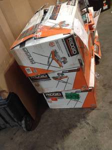 lot 23 image: Pallet with assorted Ridgid Tile cutters and parts various conditions review pictures