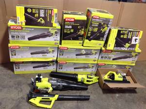lot 26 image: Pallet with assorted Ryobi Blowers various conditions open box customer returns see pictures