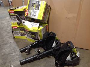 lot 27 image: Pallet with Ryobi backpack  Blowers various conditions open box customer returns see pictures