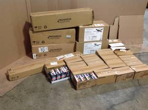 lot 42 image: Pallet with assorted Lighting and ceiling fans various models and conditions open boxes