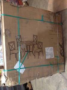 lot 44 image: Mainstays 5-Piece Faux Marble Top Dining Set see pictures