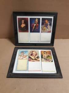 (6) Vintage Pin-Up Girl Advertising Cards in Frames