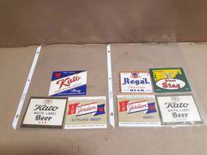 (7) Vintage KATO Beer, Jordan Beer, Regal & Stag Beer Labels