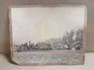 Antique Farm Photo w Steam Engine 8x10
