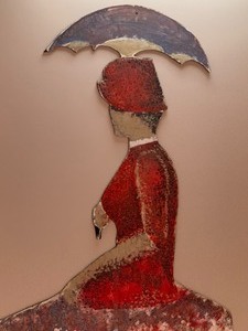 lot 43 image: Unique Woman With Umbrella Wall Art (From Bachmans)