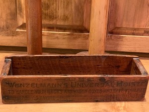 lot 56 image: Two Wooden Spools and Vintage Wooden Advertising Box