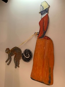 lot 42 image: Wooden Woman and Monkey Fun Wall Art