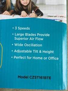 lot 135 image: Comfort Zone 16 Inch Oscillating Pedestal Fan (NEW)