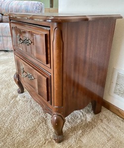 lot 110 image: Vintage Wooden Accent Table w Two Drawers