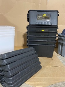 lot 16 image: Lot of Assorted Bins and Storage Tubs