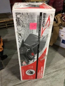 lot 112 image: 42 in. 6-Brush High-Speed Tow-Behind Lawn Sweeper by Brinly-Hardy not used