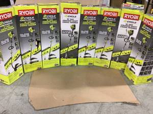 lot 5 image: LOT OF 8  25cc 2-Cycle Attachment Capable Full Crank Straight Gas Shaft String Trimmer by RYOBI &nbspCUSTOMER RETURN SEE PICS 