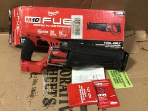 lot 6 image: M18 FUEL 18-Volt Lithium-Ion Brushless Cordless SAWZALL Reciprocating Saw (Tool-Only) by Milwaukee GOOD CONDITION SEE PICS 