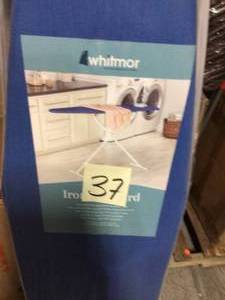 lot 37 image: White Metal Mesh Top and T-Leg Ironing Board by Whitmor GOOD CONDITION SEE PICS 