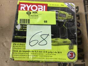 lot 68 image: ONE 18V Cordless 38 in. 3-Speed Impact Wrench (Tool Only) by RYOBI GOOD CONDITION SEE PICS 
