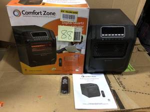 lot 88 image: Comfort Zone CZ2018CN Digital Infrared Quartz Indoor Home Cabinet Space Heater with Full Function Remote Control and Timer, Black
