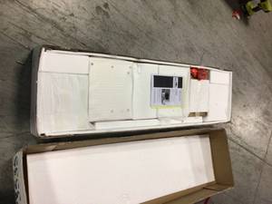 lot 107 image: Monarch Specialties 59 in. Gloss White Particle Board TV Stand Fits TVs Up to 58 in. by Monarch Specialties