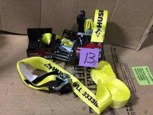 lot 13 image: 27 ft. x 2 in. Heavy-Duty Ratchet Tie Down with Flat Hook and J Hook Combo