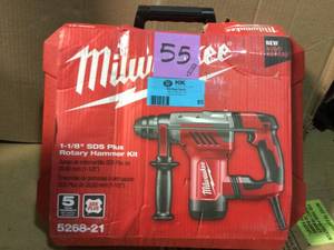 lot 55 image: 1-18 in. SDS-Plus Rotary Hammer by Milwaukee ikn good conditions 