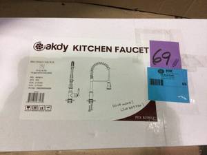 lot 69 image: Commercial-Style Spring Neck Single-Handle Pull-Down Sprayer Kitchen Faucet With 2-function Sprayer in Brushed Nickel by AKDY in good conditions 