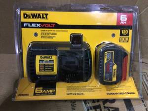 lot 80 image: FLEXVOLT 20-Volt60-Volt MAX Lithium-Ion 6.0Ah Battery Pack with Charger by DEWALT not used 