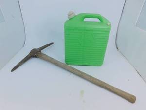 Vintage Pick Axe  5 gal. Green Plastic Container