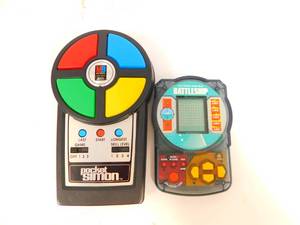 Vintage Electronic Hand-Held Battleship Game  Milton Bradley Pocket Simon Game