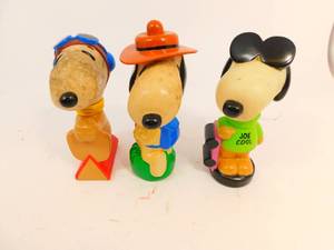 3 Vintage Hard Plastic Snoopy Figures
