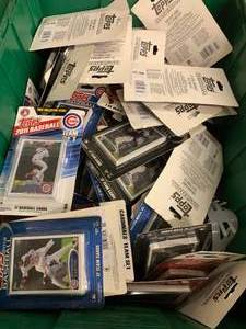 lot 30 image: TOTE FULL OF ASSORTED BASEBALL CARDS  2011-2012 CARD YEARS