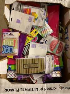 lot 69 image: BOX OF ASSORTED GIFT BAGSMONEY CARDS