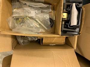 lot 85 image: BOX FULL OF ASSORTED DOOR HANDLE ITEMS