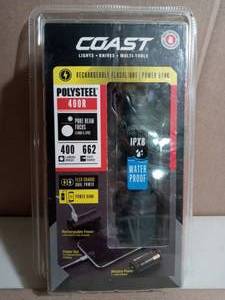 Polysteel 400R 400 Lumen Rechargeable Waterproof LED Flashlight with Twist Focus by Coast- not used