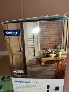 Century Matte Black Electronic Door Lock with Latitude Door Lever by Schlage- open box not used