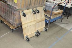lot 281 image: Lot of (2) Wood Moving Dolly 30 x 18 x 6