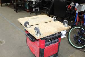 lot 282 image: Lot of (2) Wood Moving Dolly 30 x 18 x 6