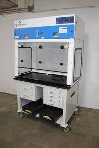 lot 37 image: Air Science Ductless Fume Hood Purair-P20 with Workplace Systems Modular Phenolic Resin Top Metal Rolling Workstation 6-drawer