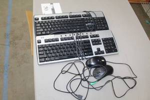 lot 50 image: HP Wired Computer Keyboard (x2), HP Wired Computer Mouse (x2)
