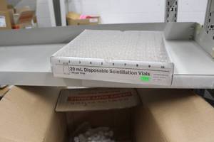 lot 266 image: Lot of (2 Trays) Disposable Scintillation Vials with Caps 20ml. 100-count