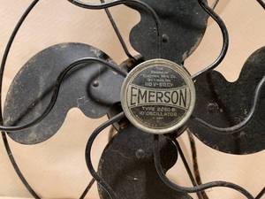 Emerson Vintage Electric Fan and 3 decorative clocks.