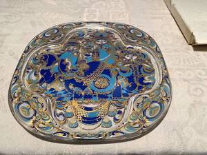 Decorative Blue and Gold Artwork Plate